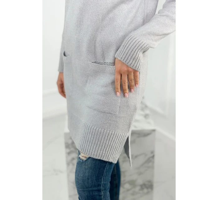 Svetr se stojáčkem světle šedý