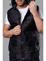 Černá pánská vesta s kapucí model 18344809 - J.STYLE Černá pánská vesta s kapucí model 18344809 - J.STYLE