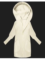 Bunda přehoz přes typu alpaka v barvě ecru s kapucí model 21479150 - MADE IN ITALY