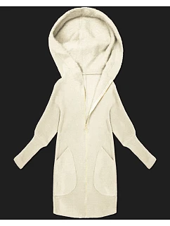 Bunda přehoz přes typu alpaka v barvě ecru s kapucí model 21479150 - MADE IN ITALY