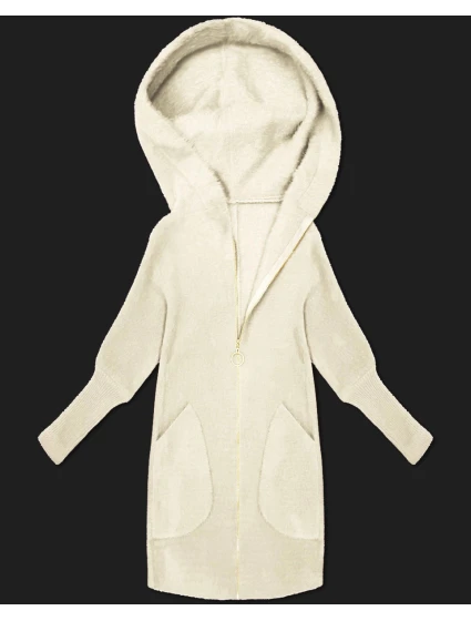 Bunda přehoz přes typu alpaka v barvě ecru s kapucí model 21479150 - MADE IN ITALY