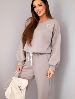 Dámsky set maslová mikina s brošňou a rovné nohavice fango
