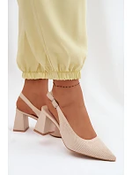 Materiál sandále na podpätku Beige Elissea