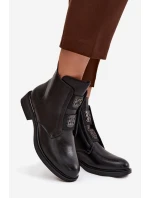 Dámske zateplené čižmy Tavressa - čierne, s nízkym podpätkom a ozdobami Dámske zateplené čižmy Tavressa - čierne, s nízkym podpätkom a ozdobami