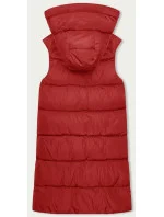 Dámska dlhá obojstranná vesta červenej a béžovej farby (B8248-4)