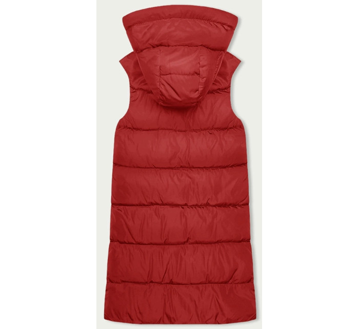 Červená a béžová dámska dlhá obojstranná vesta (B8248-4)