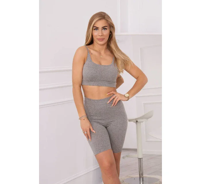 Športový set top + legíny šedá