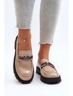 Dámské mokasíny na ploché podrážce béžové model 21649166 - VINCEZA Dámské mokasíny na ploché podrážce béžové model 21649166 - VINCEZA