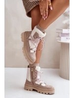 Botki Z Futerkiem Typu Baranek Beżowe Merilana Botki Z Futerkiem Typu Baranek Beżowe Merilana