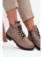 Ocieplane Botki Damskie Na Klocku Vinceza 58609 Szare