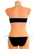 Dámske plavky dvojdielne sexi bikiny Sultry polstrované košíčky zdobené bielymi lemami čierne - Čierna - OEM