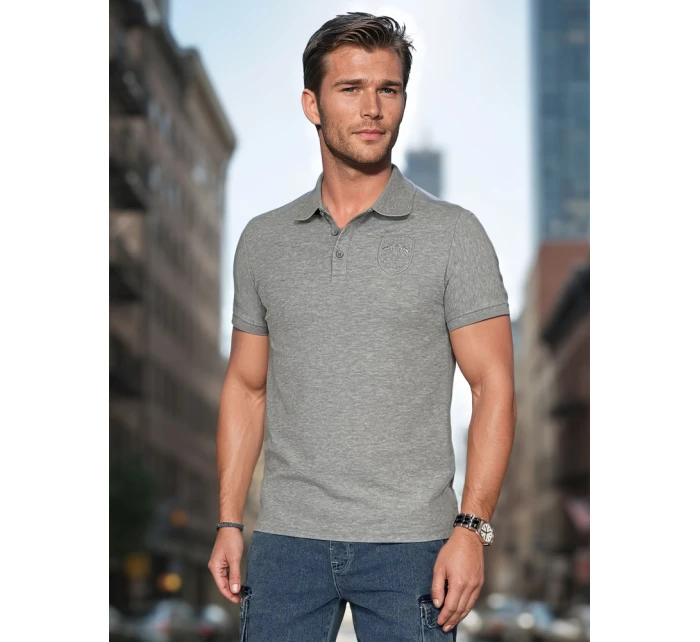 Pánska polokošeľa s nášivkou šedá FashionStreet PX0626