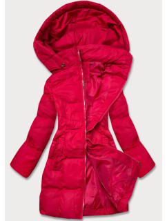 Červená dámska zimná bunda s kapucňou (5M722-270)