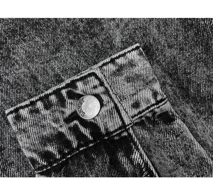 Čierna džínsová bunda s kapucňou (POP7015-K)