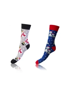 Veselé ponožky 2 páry CRAZY SOCKS 2x - BELLINDA - sivé