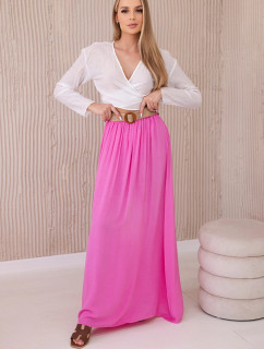 Viskózová sukně s ozdobným páskem růžový