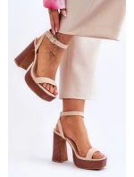 Kožené Sandály Na model 21620454 Platformě Béžové Marina - Boto