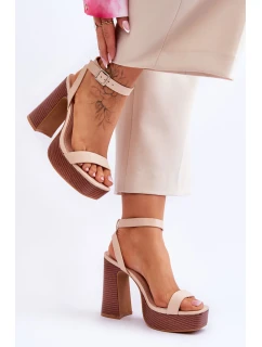 Kožené Sandály Na model 21620454 Platformě Béžové Marina - Boto