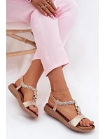 Dámské sandály Ploché Zlaté S.Barski KV61-6051