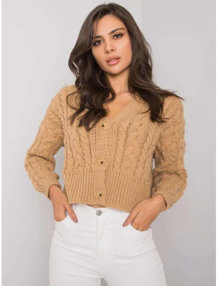 Dámský svetr model 16226528 velbloudí barva - FPrice Dámský svetr model 16226528 velbloudí barva - FPrice