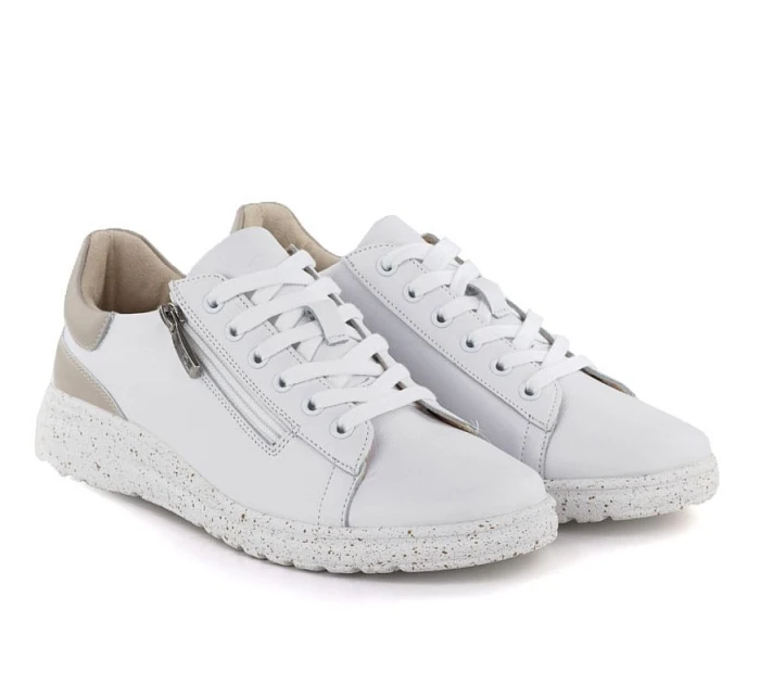 Dámske kožené poltopánky so zipsom biele Potocki JE19402