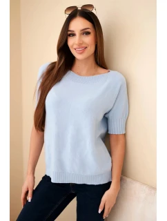 Dámsky viskózový sveter s krátkymi rukávmi modrý