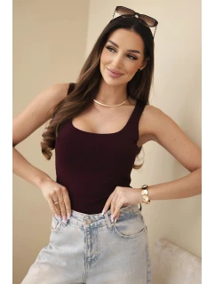 Dámska blúzka na ramienka s bordovým výstrihom