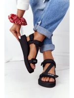 Piankowe Sandały Na Koturnie Big Star FF274A349 Czarne