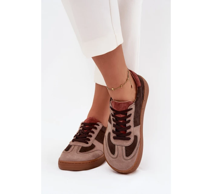 Skórzane Zamszowe Sneakersy Barefoot Damskie Zazoo N1277 Brązowe