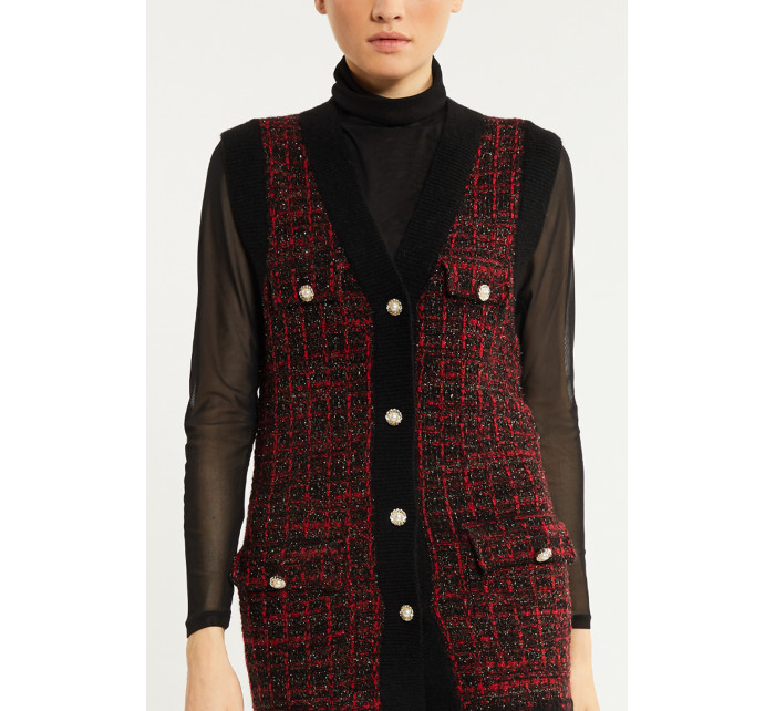 Monnari bunda, sveter, vesta s gombíkmi s drahokamami Červená