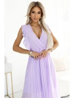 plisované šaty s volánky a výstřihem barva model 20952086 - numoco