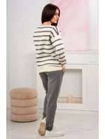Svetr set Pruhovaná mikina + Kalhoty šedý