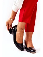 Skórzane Lakierowane Czółenka Lewski 3118 Czarne