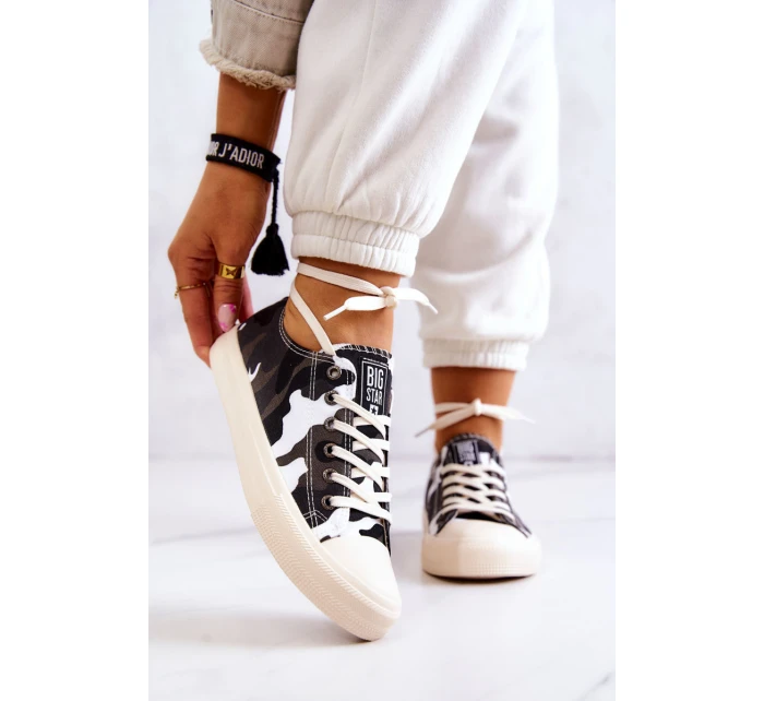 Damskie Materiałowe Trampki Moro BIG STAR JJ274237 Biało-Szare Damskie Materiałowe Trampki Moro BIG STAR JJ274237 Biało-Szare