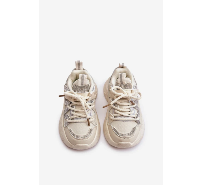 Sneakersy Dziecięce Z Cyrkoniami Beżowe Rianalla Sneakersy Dziecięce Z Cyrkoniami Beżowe Rianalla