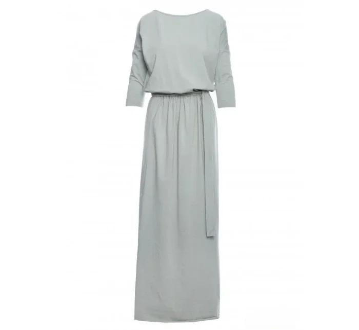 model 18002083 Maxi bavlněné šaty s páskem na zavazování pistáciová barva - Moe