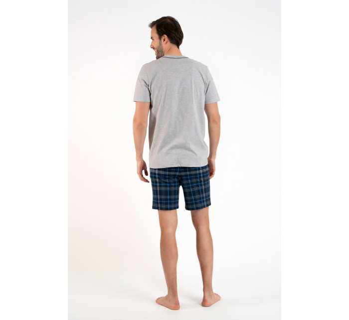 Pánske pyžamo Ruben, krátky rukáv, krátke nohavice - melange/print