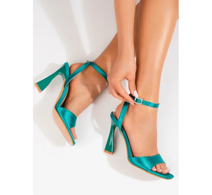 Pohodlné sandály zelené dámské na jehlovém podpatku Pohodlné sandály zelené dámské na jehlovém podpatku