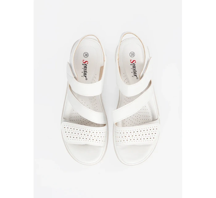 Pohodlné bílé sandály dámské bez podpatku Pohodlné bílé sandály dámské bez podpatku