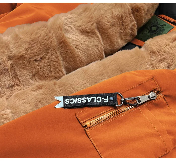 Oranžová dámska zimná bunda (CAN-588BIG)
