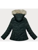 Krátká dámská prošívaná zimní bunda v army barvě model 21247089 - J.STYLE