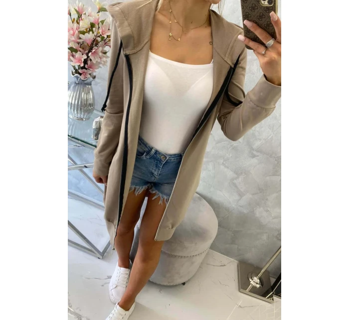 Mikina s kapucňou tmavo béžová Mikina s kapucňou tmavo béžová