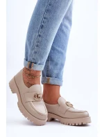 Damskie Półbuty Skórzane Z Ozdobą Beżowe Rosefalls