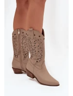 Kožené Kozačky S Svrškem Tmavě Béžové Zazoo model 21704060 - Boto