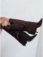 Dámské semišové kozačky s širokým svrškem hnědé Dstreet model 21992048 - FashionStreet