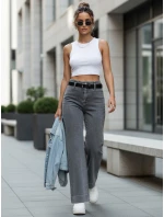 Dámske džínsy s vysokým pásom a širokými nohavicami sivé FashionStreet UY2908