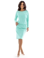 Teplákové šaty s dlouhým rukávem a kapsami  střih s výstřihem na zádech MINT model 21266587 - numoco