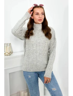 Sveter s rolákom sivý