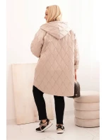 Dámska prešívaná bunda s kapucňou a nápisom HOPE v tmavobéžovej farbe Dámska prešívaná bunda s kapucňou a nápisom HOPE v tmavobéžovej farbe