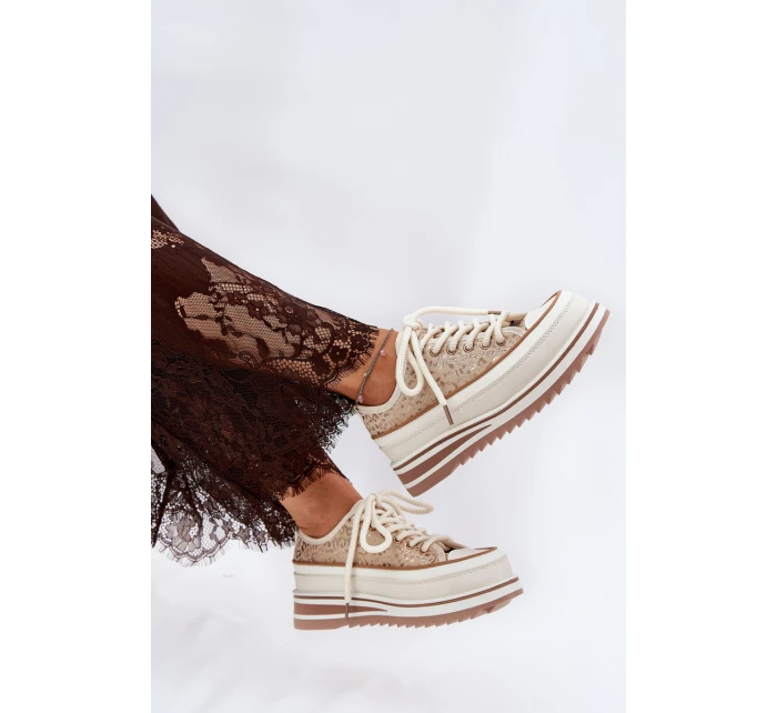 Dámské Tenisky Na Masivní Platformě model 21691040 Béžové - S.Barski